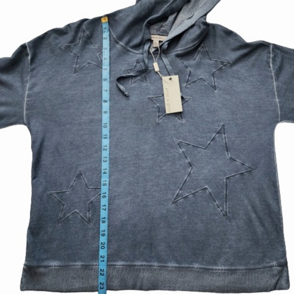 Grey & Gray Faded Blue Demin Embroidered Hoodie Size L - Picture 13 of 13